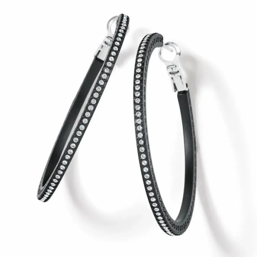 Brighton Meridian Eclipse Large Hoop Earrings Black New
