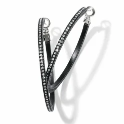 Brighton Meridian Eclipse Large Hoop Earrings Black New