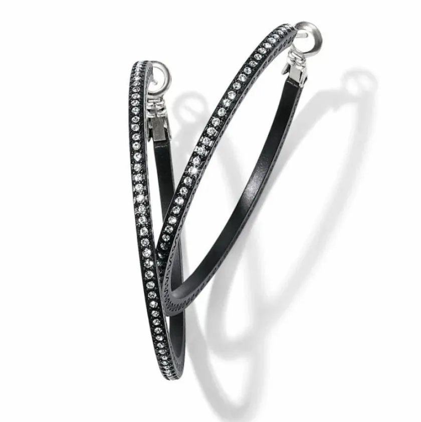 Brighton Meridian Eclipse Large Hoop Earrings Black New