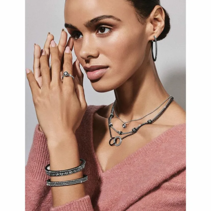 Brighton Meridian Eclipse Large Hoop Earrings Black New