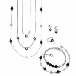 Brighton Meridian Eclipse Pendant Necklace Silver-Black Clearance