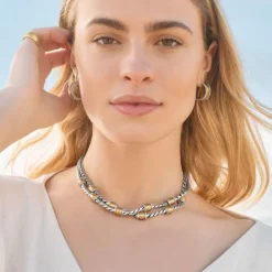 Brighton Meridian Geo Necklace Silver-Gold Hot