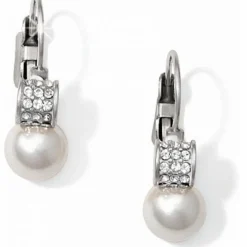 Brighton Meridian Petite Pearl Leverback Earrings Silver-Pearl Clearance