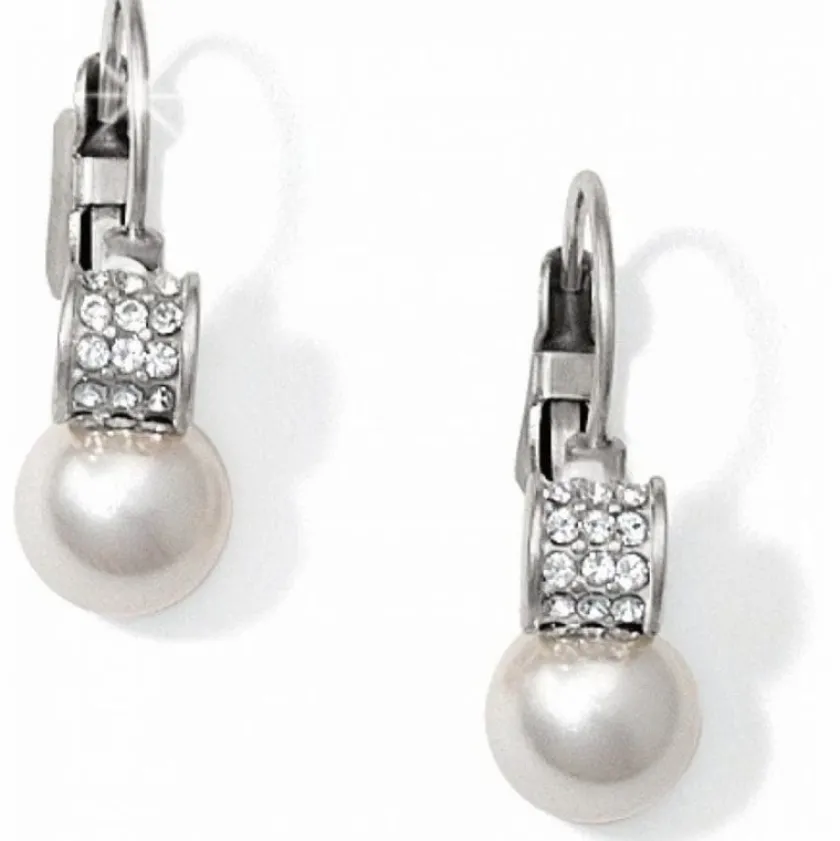 Brighton Meridian Petite Pearl Leverback Earrings Silver-Pearl Clearance