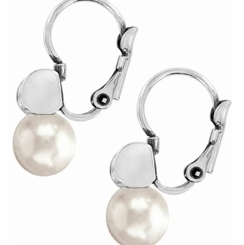 Brighton Meridian Petite Pearl Leverback Earrings Silver-Pearl Clearance