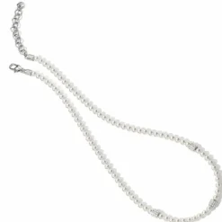 Brighton Meridian Petite Pearl Station Necklace Silver-Pearl New