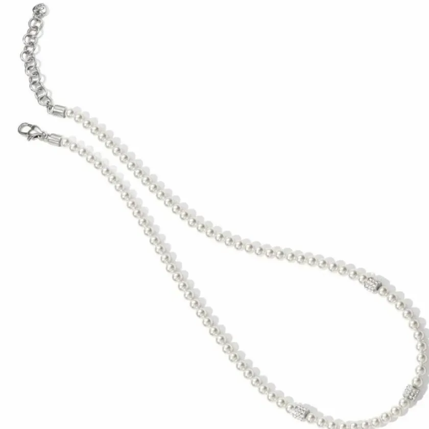 Brighton Meridian Petite Pearl Station Necklace Silver-Pearl New