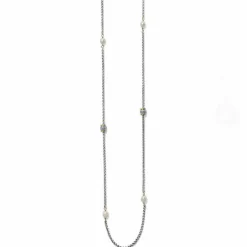 Brighton Meridian Petite Pearl Two Tone Long Necklace Silver-Pearl Best