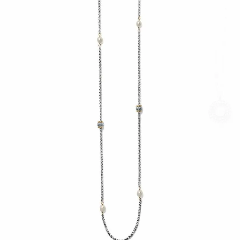Brighton Meridian Petite Pearl Two Tone Long Necklace Silver-Pearl Best