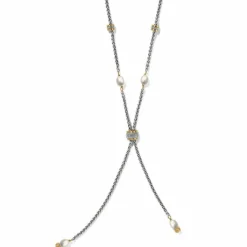 Brighton Meridian Petite Pearl Two Tone Y Necklace Silver-Pearl Discount