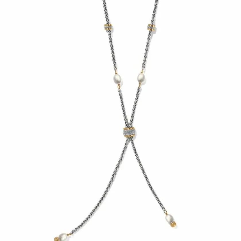 Brighton Meridian Petite Pearl Two Tone Y Necklace Silver-Pearl Discount