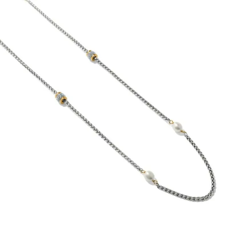 Brighton Meridian Petite Pearl Two Tone Long Necklace Silver-Pearl Best