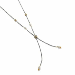 Brighton Meridian Petite Pearl Two Tone Y Necklace Silver-Pearl Discount