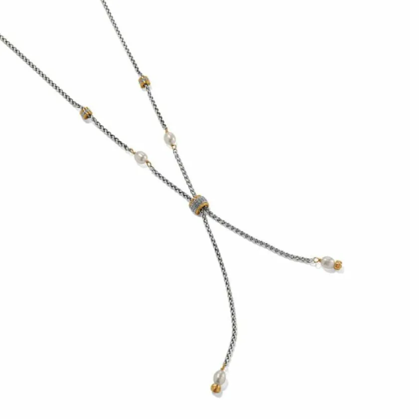 Brighton Meridian Petite Pearl Two Tone Y Necklace Silver-Pearl Discount