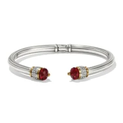 Brighton Meridian Red Open Hinged Bangle Silver-Red Outlet