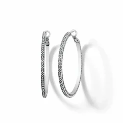 Brighton Meridian Thin Large Hoop Earrings Silver Hot
