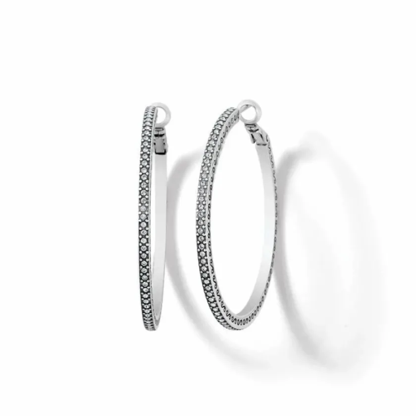 Brighton Meridian Thin Large Hoop Earrings Silver Hot