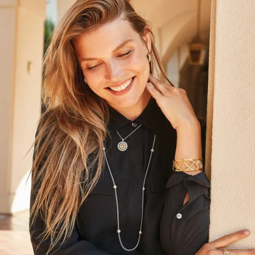 Brighton Meridian Two Tone Long Necklace Silver-Gold Clearance