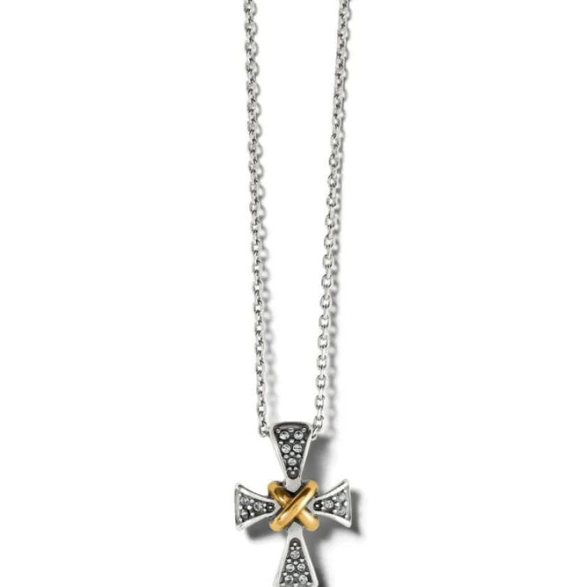 Brighton Meridian Two Tone Mini Cross Necklace Silver-Gold Outlet
