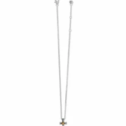 Brighton Meridian Two Tone Mini Cross Necklace Silver-Gold Outlet