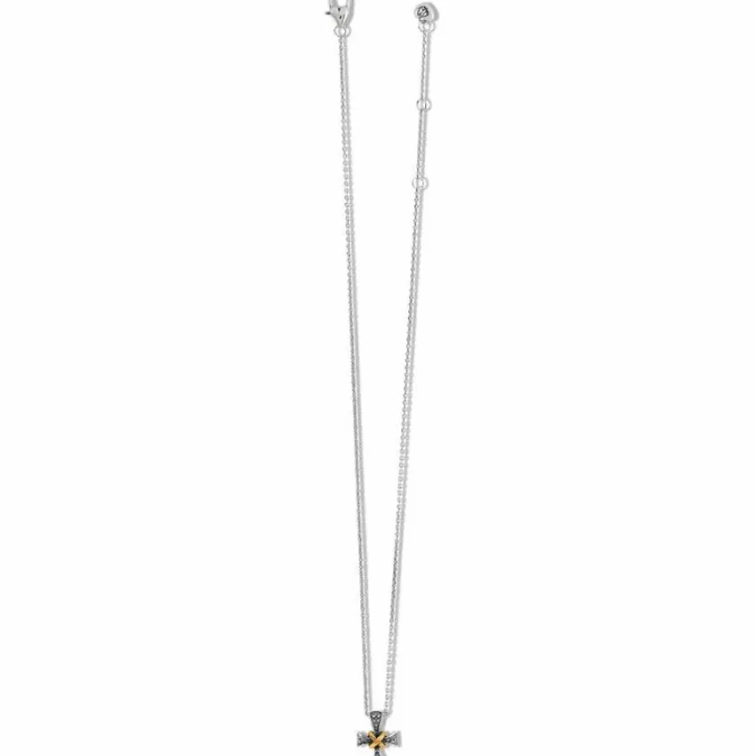 Brighton Meridian Two Tone Mini Cross Necklace Silver-Gold Outlet