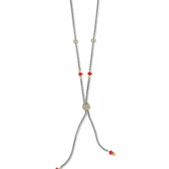 Brighton Meridian Two Tone Petite Y Necklace Gold-Red Hot