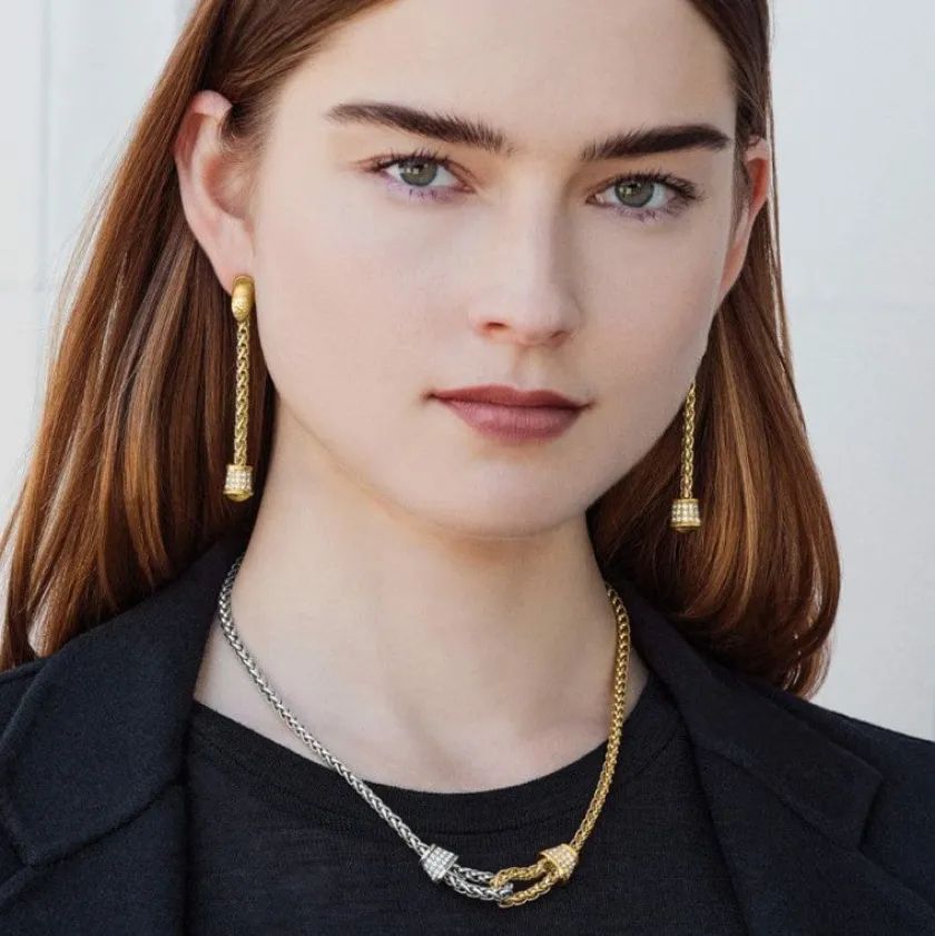 Brighton Meridian Ventus Two Tone Short Necklace Silver-Gold Hot