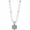 Brighton Metal Petal Bead Necklace Silver-White Discount