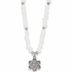Brighton Metal Petal Bead Necklace Silver-White Discount