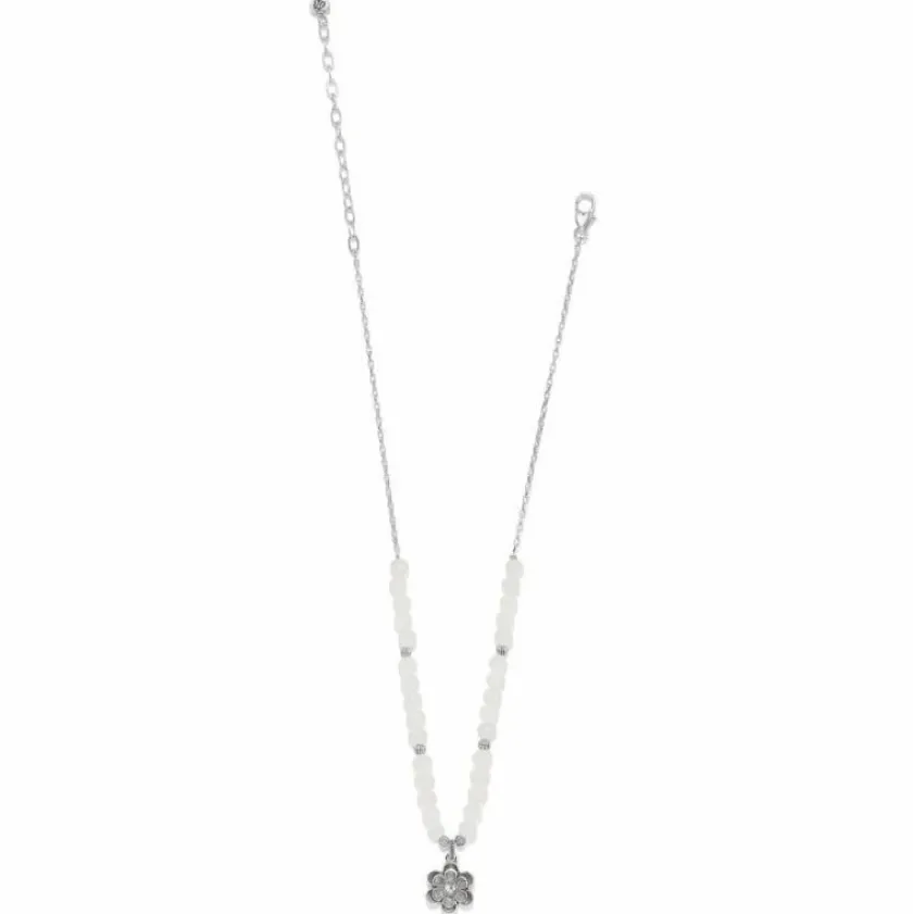 Brighton Metal Petal Bead Necklace Silver-White Discount