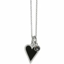 Brighton Midnight Heart Necklace Silver-Black Discount
