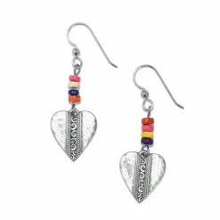 Brighton Mingle Medley Beaded Heart French Wire Earrings Silver-Multi Discount