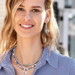 Brighton Mingle Shores Beaded Disc French Wire Earrings Silver-Blue Discount