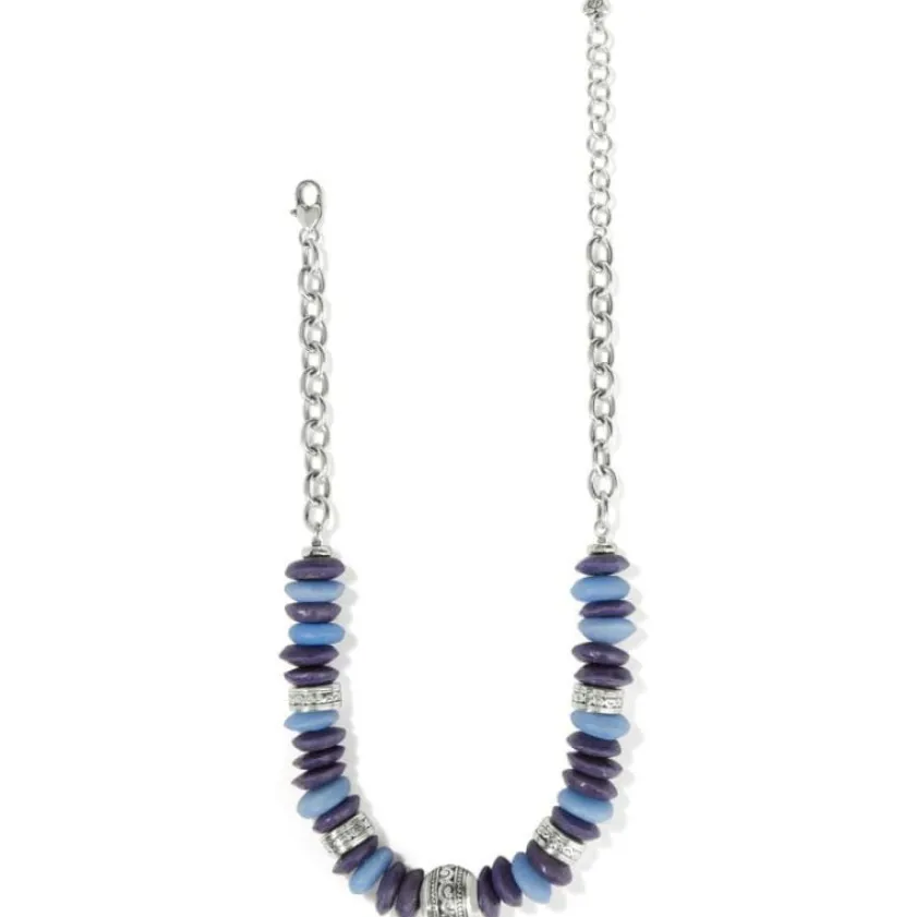 Brighton Mingle Shores Beaded Sphere Necklace Silver-Blue New