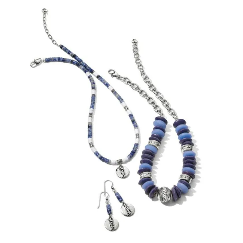 Brighton Mingle Shores Beaded Sphere Necklace Silver-Blue New