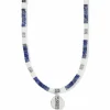 Brighton Mingle Shores Petite Beaded Necklace Silver-Blue Clearance