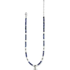 Brighton Mingle Shores Petite Beaded Necklace Silver-Blue Clearance