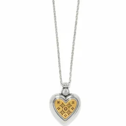 Brighton Mosaic Heart Two Tone Heart Petite Necklace Gold Clearance