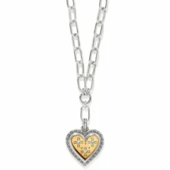 Brighton Mosaic Heart Two Tone Necklace Silver-Gold Hot