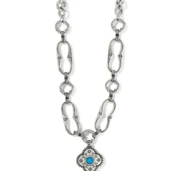 Brighton Mosaic Link Necklace Silver-Turquoise Best