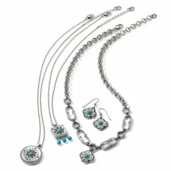 Brighton Mosaic Link Necklace Silver-Turquoise Best