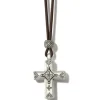 Brighton Mosaic Paseo Leather Cross Necklace Silver Hot