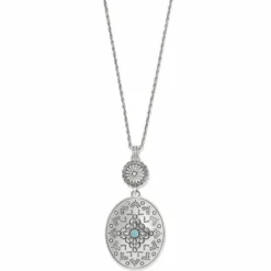 Brighton Mosaic Paseo Long Concho Necklace Silver-Blue Clearance