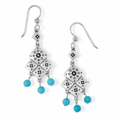 Brighton Mosaic Tile French Wire Earrings Silver-Turquoise New