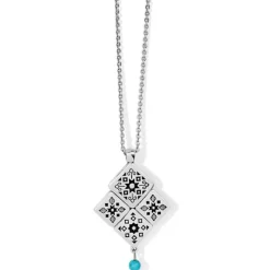 Brighton Mosaic Tile Necklace Silver-Turquoise New