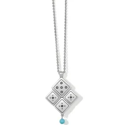 Brighton Mosaic Tile Necklace Silver-Turquoise New