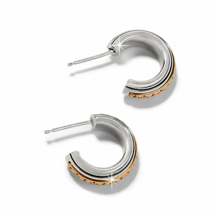 Brighton Mosaic Two Tone Mini Hoop Post Earrings Silver-Gold Hot