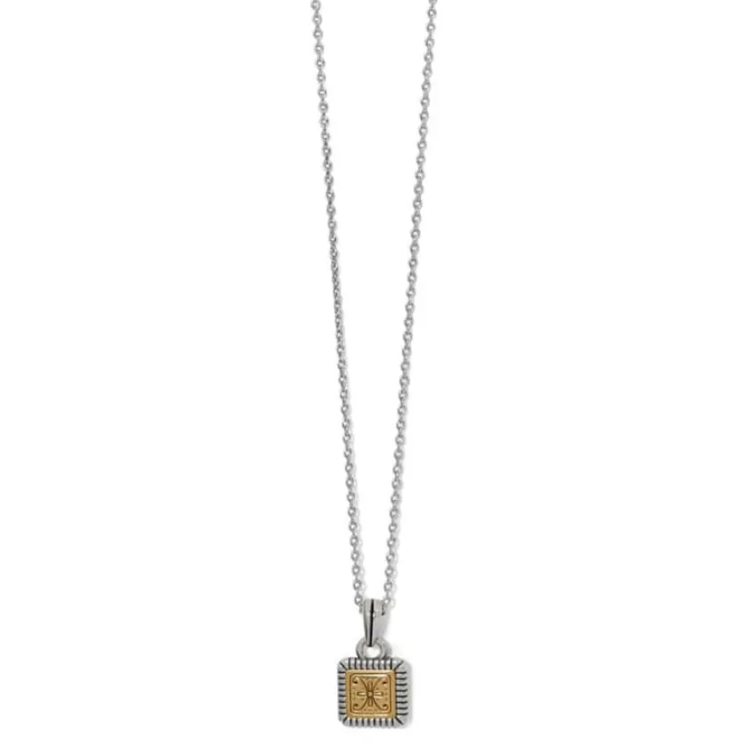 Brighton Mosaic Two Tone Mini Tile Necklace Silver-Gold New