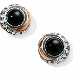 Brighton Neptune's Rings Agate Button Earrings Black Hot