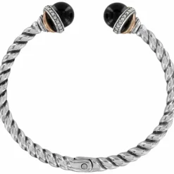 Brighton Neptune's Rings Agate Open Hinged Bangle Black Best